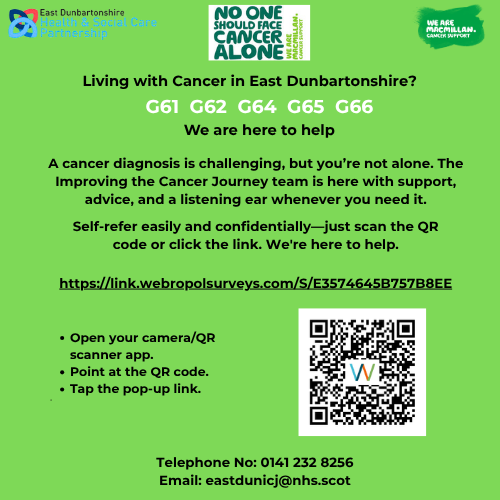 Living with Cancer in East Dunbartonshire - QR Code